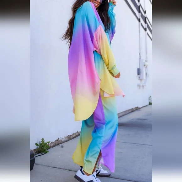 NWT Dressed In Lala | Lala Satin Playsuit in Rainbow Daydream | Large - Picture 3 of 3